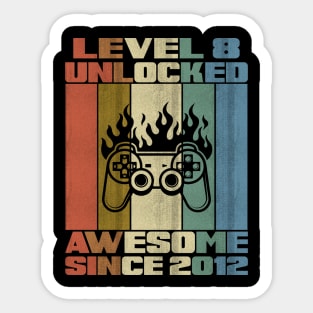 Level 8 Unlocked Birthday 8 Years Old Awesome Since 2012 Sticker